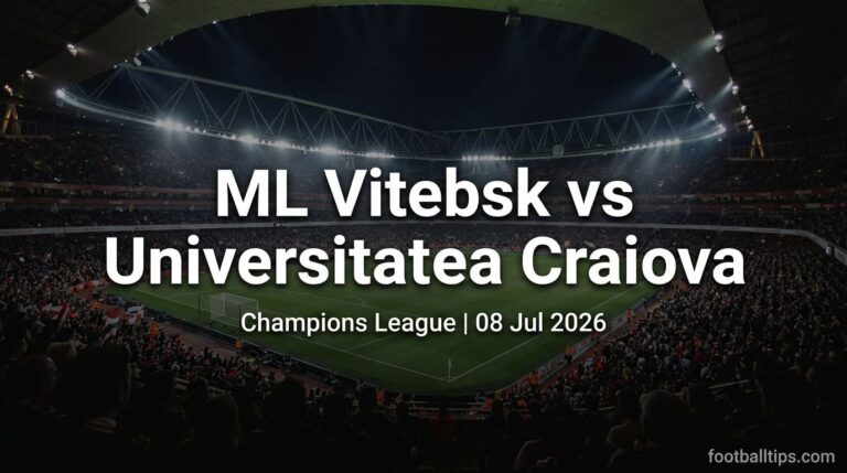 ML Vitebsk vs Universitatea Craiova Prediction & Tips | Champions League